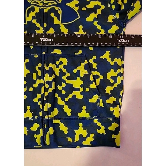 Under Armour Hoodie Digital Camo Logo Full Zip Sweatshirt Blue Green Youth Sz 6 - Picture 9 of 12
